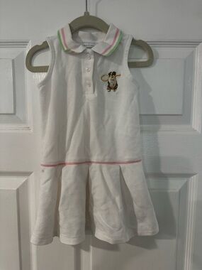Janie and Jack White Sleeveless Polo Dress with Pink and Green Trim